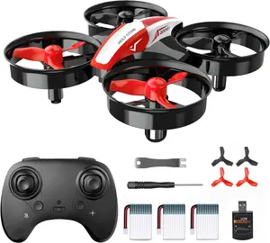 Holy Stone Chargeable Electronic Remote Control Nano Drone, Portable RC Quadcopter with Accessories for Kids – Auto Hovering, 3D Flips, Headless Mode, 3 Batteries, Protection Feature, Indoor Toy Gift (HS210 Red)