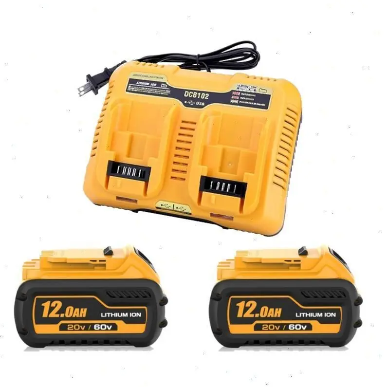 DCB609 60V Max 12Ah Lithium Ion Replacement Battery for Dewalt 20V/60V Max Tools, DCB102 Charger, DCB606, DCB609-2, DCB606-2, DCB612 & Flexvolt Cordless Drill Tools – Durable, High Output with LED Indicator, Lithium Ion Battery, Cordless Drill Battery
