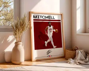 Donovan Mitchell Poster Basketball Wall Art, Sports Decor for Fans, High Quality Print Gift for Men & Teens Room Decoration