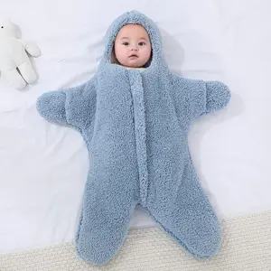 Newborn Baby Boy Girl Winter Jumpsuit Outfit Hooded Onesie Thick Bodysuit Romper Cartoon Starfish Panda Coat
