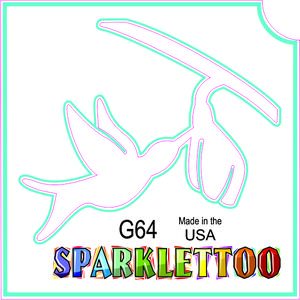 Ruby Red Paint G64-2 2 Ply Humming Bird Design Glitter Tattoo, Pack of 100