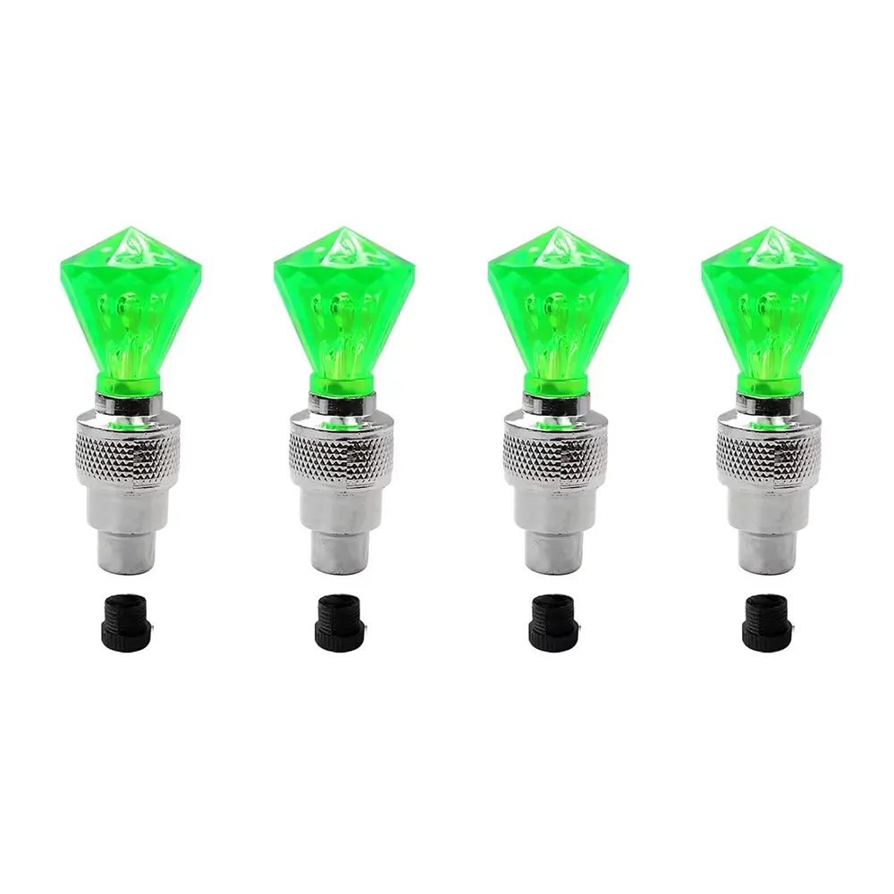 4 pcs Diamond LED Valve Stem Lights | Vibration-Activated Green Wheel Lights | Universal for Cars, Bikes, Motorcycles, Scooters | Waterproof Neon Tire Lights for Safe Night Riding and Cool Decoration 2026