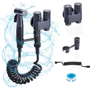 Handheld Toilet Bidet Sprayer for Toilet, Muslim Shower Bidet Toilet Hose Sprayer Kit, Jet  Bidet Attachment Connected to Faucet for Cloth Diaper Care and Feminine Wash (Black)