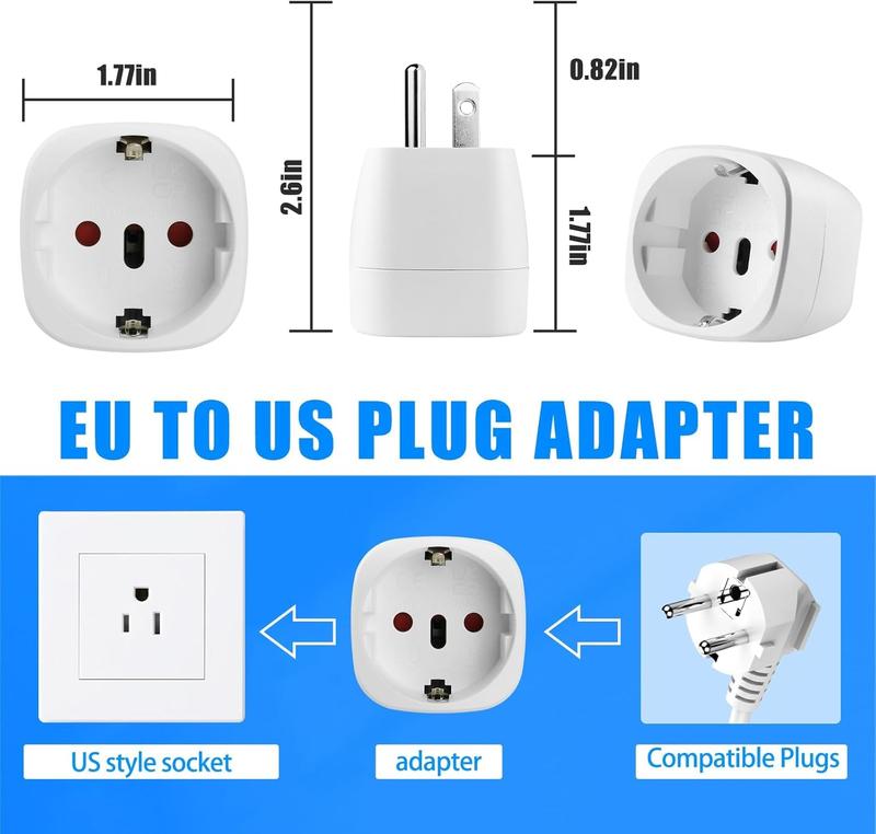 European to Plug Adapter, EU to Adapter, 2 Pack to Plug Adapter, to Travel Plug Converter, for EU Spain France Type C E F Plugs to European to Plug Adapter, EU to Adapter, 2 Pack to Plug Adapter, to Travel Plug Converter, for EU Spain France Type C E F Plugs to