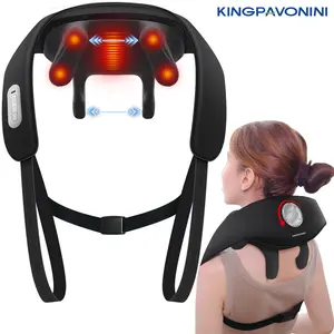 KingPavonini Neck New upgraded neck and shoulder massager,  the sixth generation 6D Shiatsu  massage the trapezius muscle, deep tissue, relieve neck and shoulder pain Comfort with Adjustable Width and Voice Prompt, Wireless Back Massager with Heat