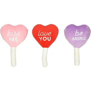 Valentine’s Day Plush Squeaky Dog Toys – Candy Popsicle Dog Toy Set, Soft Chew Interactive Toys for Dogs, Set of 3