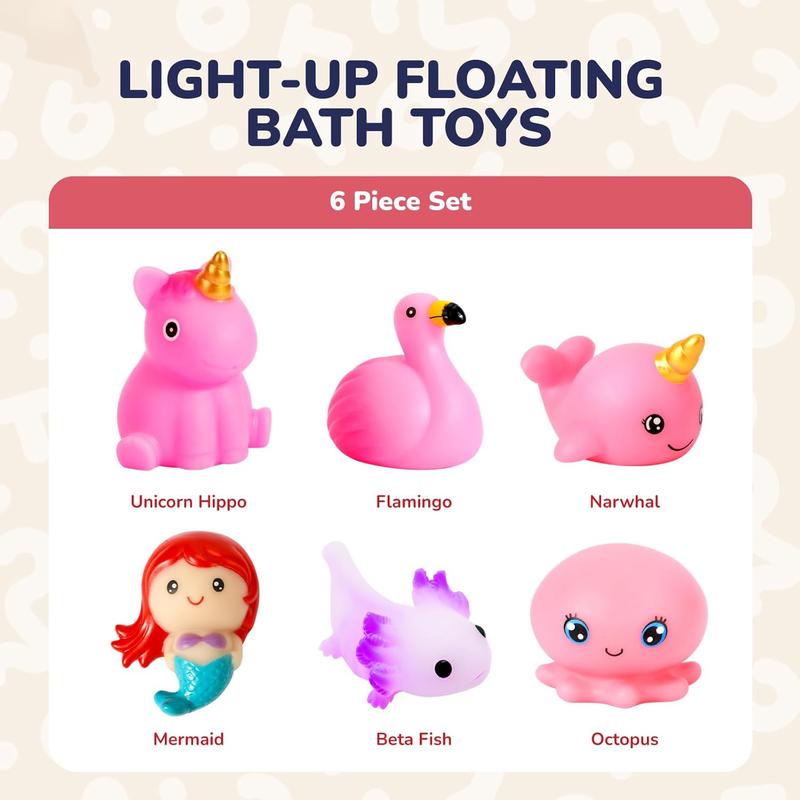 6/8/12 PCS Light-Up Floating Dinosaur Bath Toys Set, for Baby Toddler Nephew in Birthday Christmas Easter , Great Water Bathtub Shower Pool Bath Toy for Children Preschool