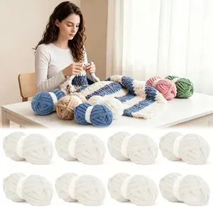 HOMBYS Multiple options available Chunky Chenille Yarn for hand knitting– 8 Pack Super Soft Jumbo Yarn for Crochet, Hand Knitting Blankets, Pillows & DIY Crafts -- hook handle