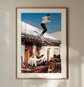 (No Frame) Vintage Skiing Poster - Retro Skiing Wall Art Apres Ski Decor Bar Cart Print, Ski print, Trendy Apartment Wall Art