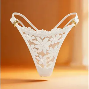 Tease & Ease Lace Thong Women Breathable Sexy G-String Underwear Floral Panties Womenswear Embroidered
