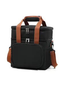 Large Capacity Dual-Layer Insulated Lunch Bag, Reusable Crossbody Cooler Bag, Double Layer Lunch Box, Portable Thermal Bag, Durable Insulated Bag