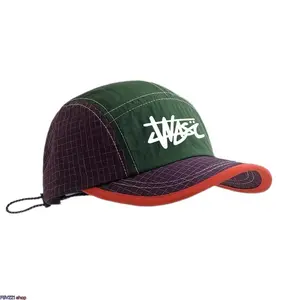 Color Block Streetwear 5-Panel Cap - Adjustable Graffiti Logo Baseball Hat, Quick-Dry Running Cap for Men & Women
