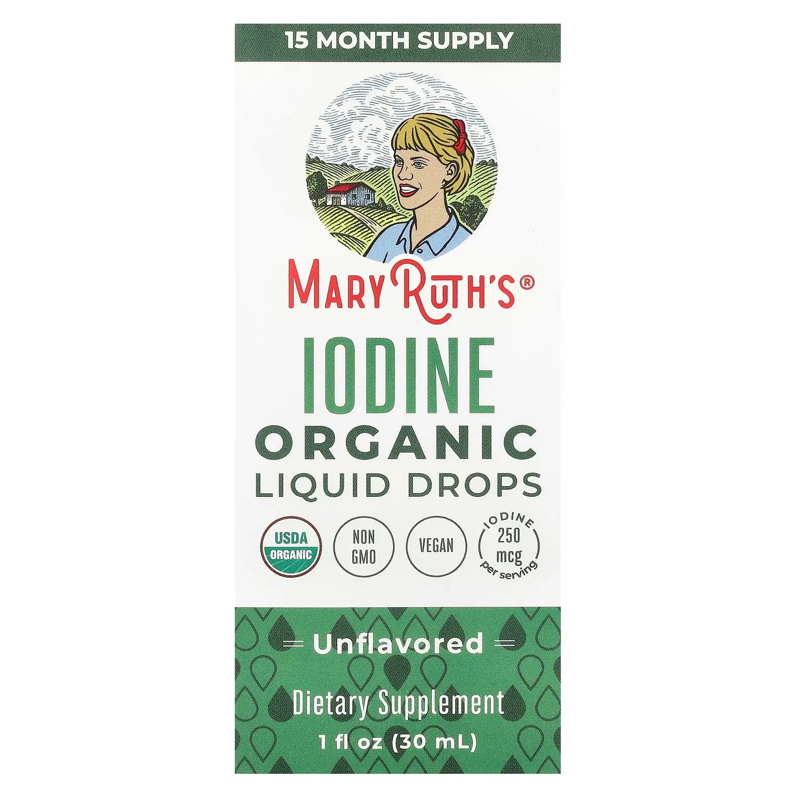 MaryRuth's Organic Iodine Liquid Drops, Unflavored, 250 mcg, 1 fl oz (30 ml) MaryRuth's Organic Iodine Liquid Drops, Unflavored, 250 mcg, 1 fl oz (30 ml)