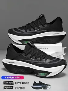 Unisex Sporty Running Shoes, Lightweight Shock Absorption, Breathable Textile Upper, Rubber Sole, Medium Width, All Seasons, Running Sports Shoes, Breathable Running Sneakers, Running Training Shoes