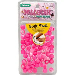 Jellyish Marble Hair Beads - 14mm Soft  Bead with Threading Tool - -Free, Noiseless Beads for Braids & Ponytails - -Free Design (HOT )