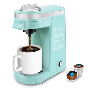 Single Serve Coffee Maker for K Capsule and Ground Coffee, Single Cup Coffee Machine, Cyan