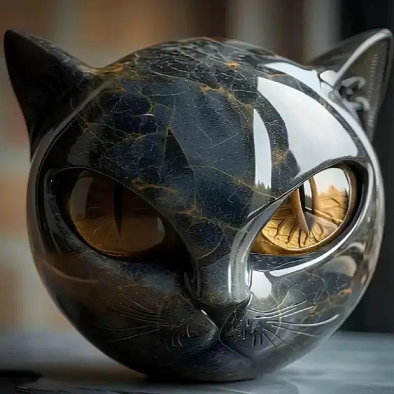 New Luxury Black Cat Figurine Black Cat Stone Carving Resin Craft Decoration Ornament Tabletop Decor Statue Figurines
