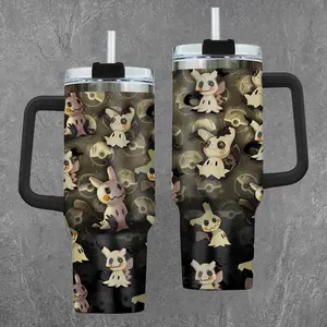 [PKM] Mimikyu Ghost Fairy 20oz & 40oz Tumbler With Handle – Anime Gaming Stainless Steel Cup, Insulated Iced Coffee Mug, Aesthetic Design, Trendy Drinkware, Daily Use, Gift Idea, Fan Favorite, Gift For Otaku & Anime Fans