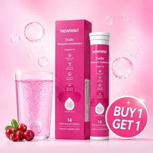 Newrish Women's Vitality Probiotic Effervescent Tablets-Prebiotics in one with Lactic Acid Bacteria Probiotics Compound Formula Designed for Women's pH Balance and Relieving Drying, Cranberry Flavor