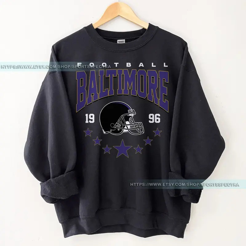 [Sale Up To 50%] Baltimore Football Vintage Sweatshirt, Retro Raven Crewneck, Oversized Football Sweatshirt, Baltimore Football Fan Gift, Gift For Fan, Trendy USA Cotton Fabric