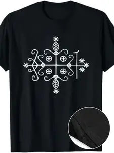 Men'S Papa Legba Veve Graphic T-Shirt - Voodoo Vodun Voudo Design 100% Cotton[Cool Design] Street Trending Style Women'S Tee Comfortable Cotton Round Neck Shorts Same gender design and Sleeves men'S t shirts