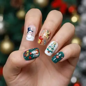 Festive Christmas Nail Sticker Set – Gingerbread, Santa, Snowman, Ornaments Nail Art Decals (399)