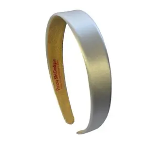 Ivory Satin Arch Headband with No-Slip Lining, 1 Inch Width