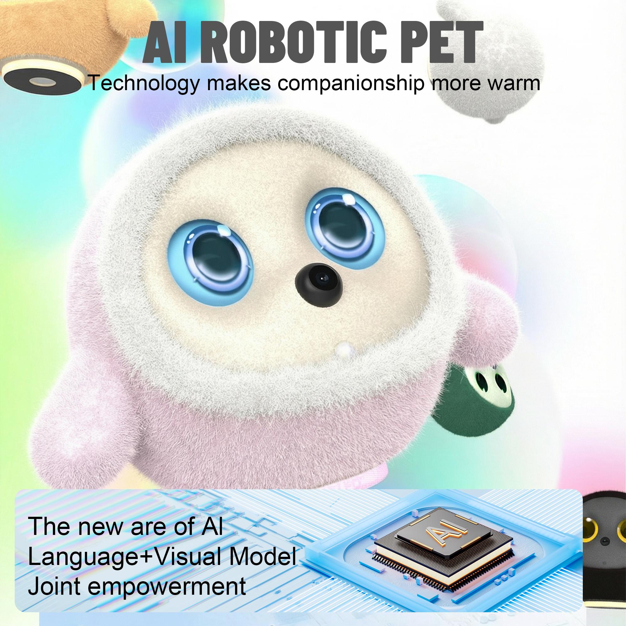 AI Robotic Pet Multimodal Desktop Companion with LLM & VLM Vision Smart Interactive Emotional Robot with Voice Conversation Touch Sensors Customizable Plush Covers for Home Office