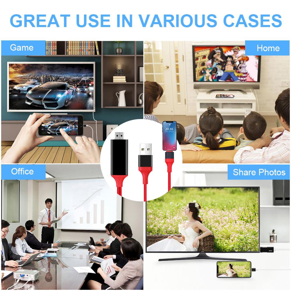 3-in-1 USB-C to HDMI Adapter Cable for Phone Screen Mirroring, HD Video Output with USB & Charging Port