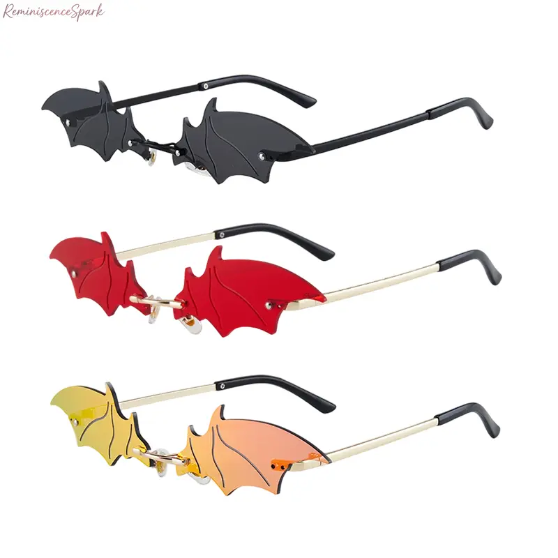 Unisex 3-Pack Wing-Shaped Rimless Sunglasses Set - Comfortable, Lightweight, Durable, Stylish Festival Party Supplies, Party Accessory, Cosplay Accessories for Halloween Cycling Leisure Activities