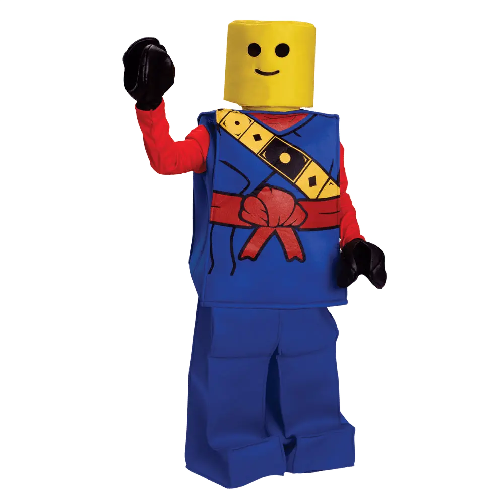 Blue Toy Block Ninja Costume Dress For Kids - Includes Brick Tunic, Pants, Foam Headpiece, and Gloves – Classic Ninja-Inspired Costume For Halloween, Role Play, Pretend Play Fun, Theme Party & Cosplay