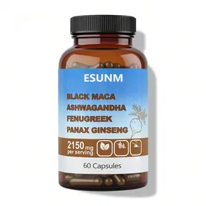 Organic Herbal Supplement Blend for Men & Women - Black Maca Root, Ashwagandha, Fenugreek & Panax Ginseng Capsules - Energy, Vitality & Wellness Support