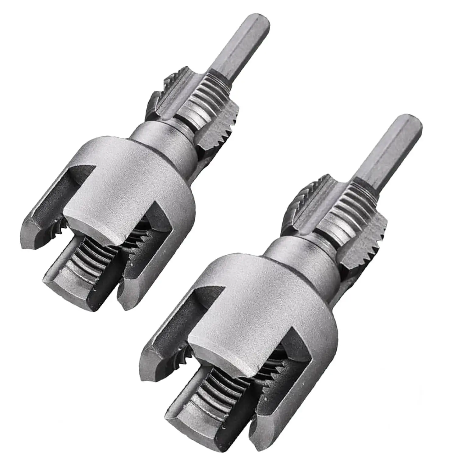 1/2'' and 3/4'' Water Pipe Internal and External Integrated Threader, Electric Drill Compatible 2 in 1 PVC Pipe Threader Kit, PVC Internal & External