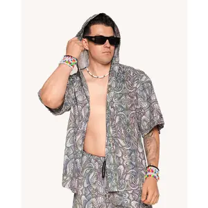 Pure Euphoria White Rainbow Reflective Hooded Robe