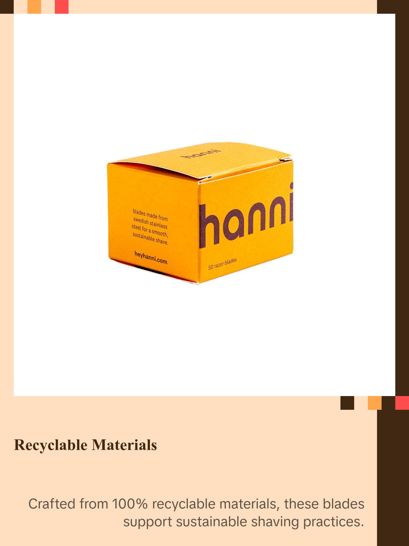 [Hanni Official] Swedish Stainless Steel Blades -  100% Recyclable, Eco-Friendly Double Edge Design for Efficient Shaving Razors Rechargeable