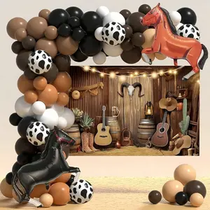 134pcs Western Cowboy Balloons Garland Arch Kit Racing Horse Balloons for Western Cowboy Birthday Decorations - Horse Balloon Arch for Western Cowboy Party Decorations