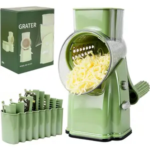 Rotary Cheese Grater Shredder - Upgraded 5 in 1 Cheese Grater with Handle and  Suction Base, Multi-purpose Julienne Slicer Ice  Nuts  for Ice, Vegetables, Fruit, Nuts