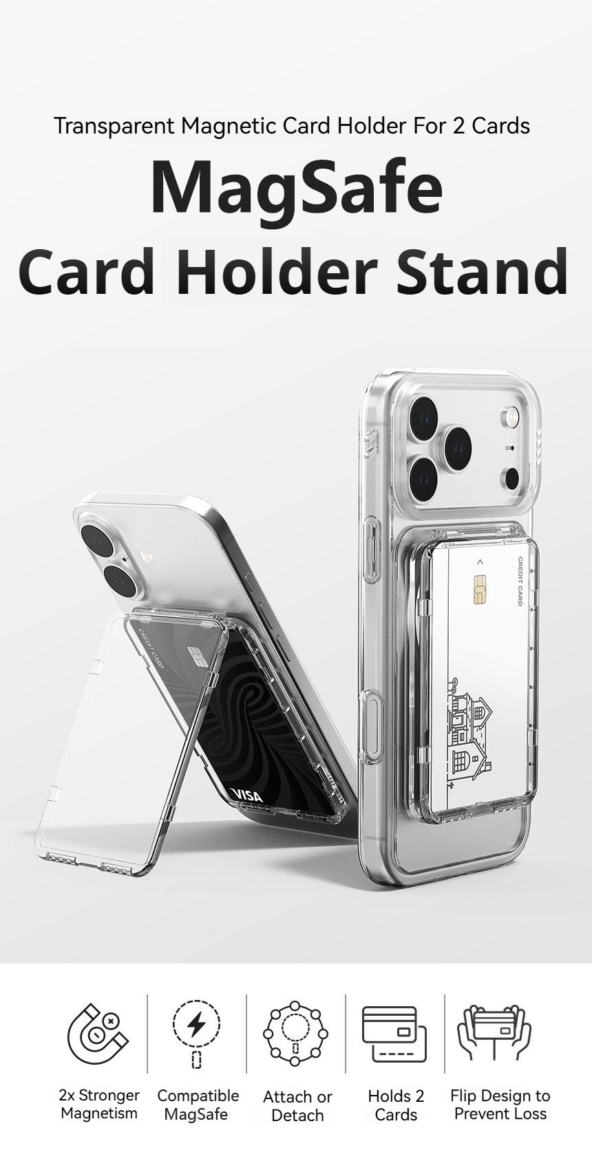 PC Transparent Foldable Flip Magnetic Card Holder Stand With ID & Card Storage