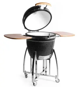 KOKOMO 21" Stainless-Steel Kamado Ceramic Grill with Cover - Steel Charcoal Barbecues, Outdoor Barbecue Kitchenware for Grilling Needs