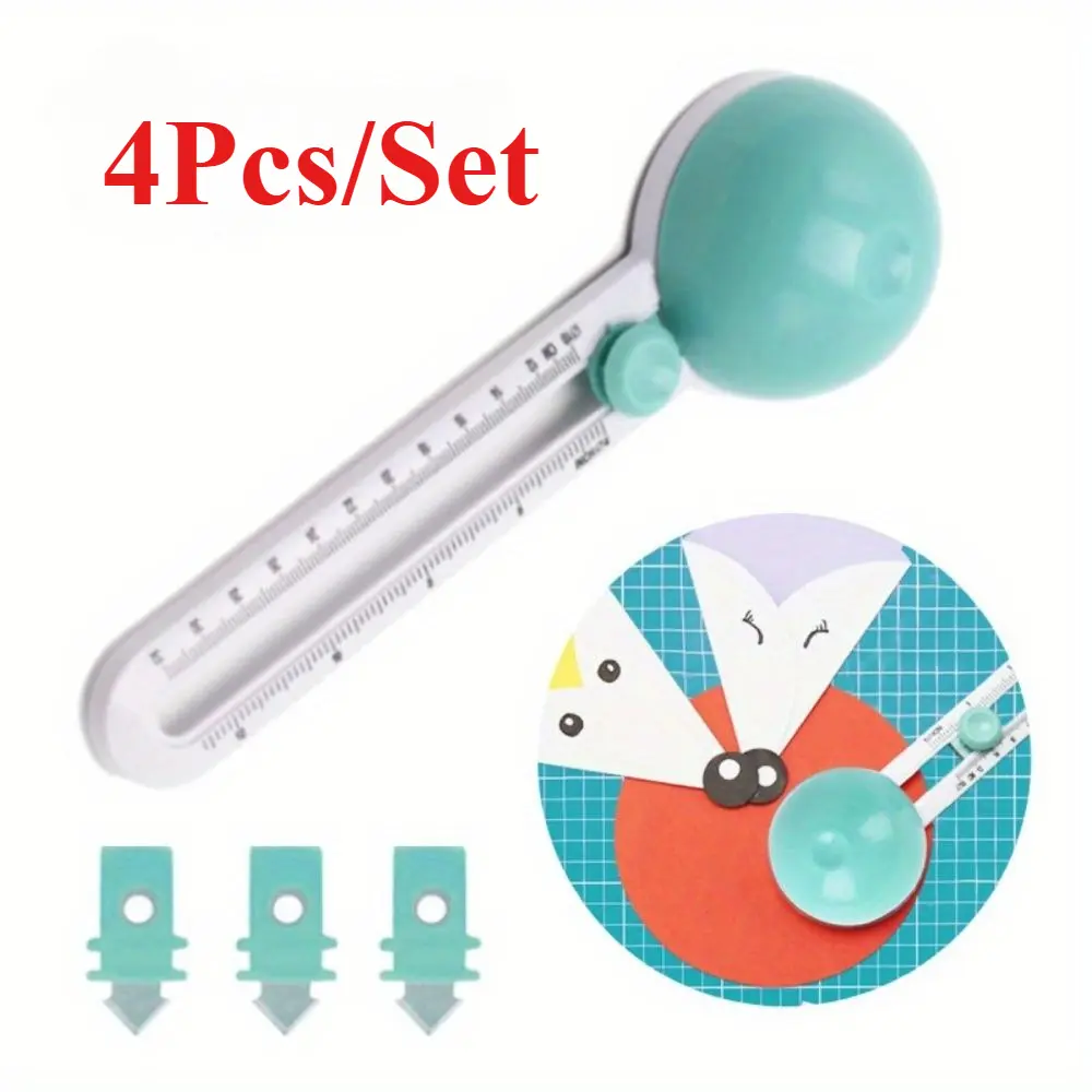 4Pcs Craft Circle Cutter Set:Including 1 Green Circle Cutting Tool and 3 BladesCraft Circle Cutter, Circular Cutter, Compass Circle Cutter for Paper Circular Cutting Tool for Cardstocks