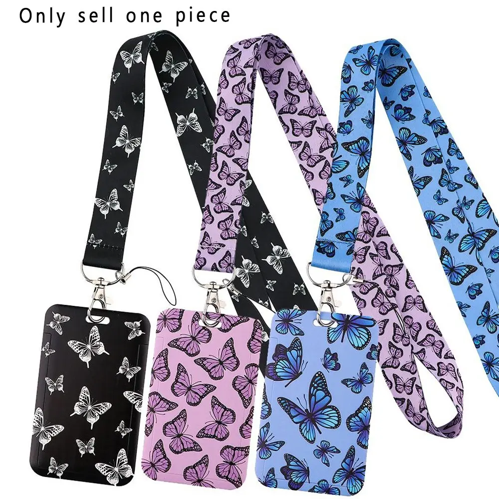 Colorful Butterfly Pattern Women Neck Strap Lanyard Phone Wrist Strap Cellphone for Keys Keychain Badge Holder USB ID Credit Card Pass Hang Rope Lariat Cell Phone Charms Mobile Phone Charm Accessories Gifts