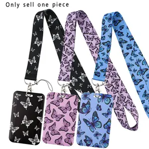 Colorful Butterfly Pattern Women Neck Strap Lanyard Phone Wrist Strap Cellphone for Keys Keychain Badge Holder USB ID Credit Card Pass Hang Rope Lariat Mobile Phone Charm Accessories Gifts