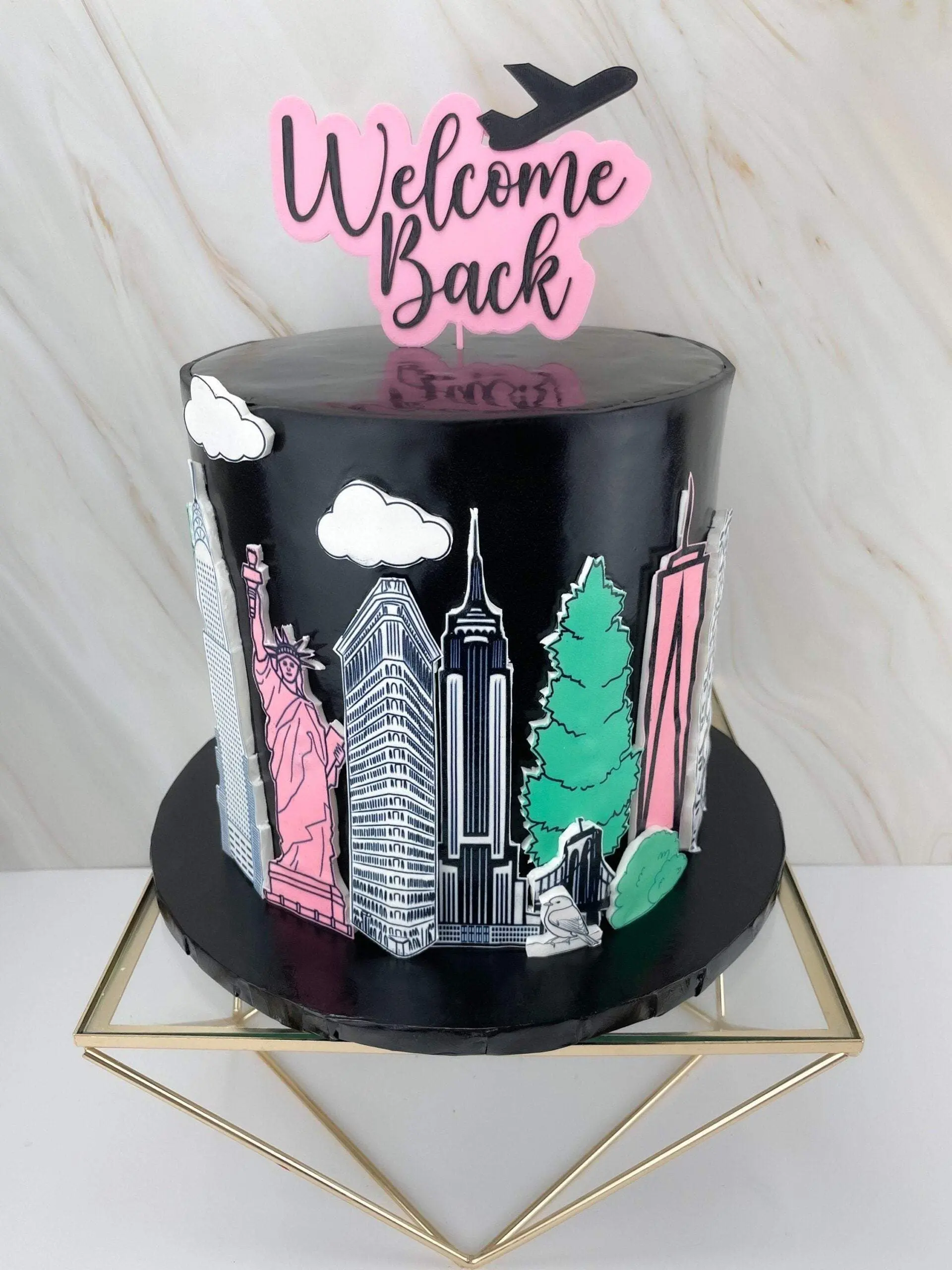 Personalized Airplane Cake Topper with Background Birthday Decoration 3D Printed. Personalized Text and Color