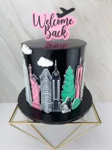 Personalized Airplane Cake Topper with Background Birthday Decoration 3D Printed. Personalized Text and Color