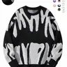 Men's Fitted Casual Pullover - Round Neck Long-Sleeve Polyester Knitwear, Unique Graffiti Art Pattern, Streetwear Top, Unique Pattern