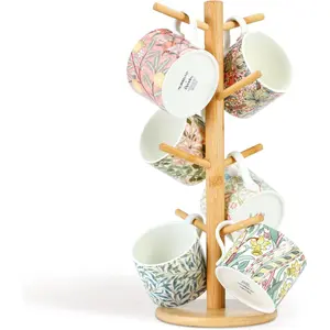 8 Hooks Large Capacity Mug Holder Tree, Bamboo Mugs Trees for Counter, Detachable Cup Stand Holders Coffee Bar Accessories
