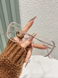 Full Frame Anti-blue Light Eyeglasses, Fashionable Rhinestone Decor Eyeglasses for Women & Men, Fashion Eyeglasses for Work, Daily Clothing Decor