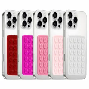 5PCS Pink Set Silicone Suction Cup Phone Case Detachable Mount, Sticky Phone Grip with Higher Suction Power for iPhone, Hands-Free Phone Accessories Holder for Selfies and Videos（Red & Rose Red & Pink & Light Pink & Transparent）