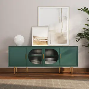 Aesthetic 66 Inch TV Stand for Modern Homes, Stylish Entertainment Center with Storage Cabinets, Perfect for Living Room, Bedroom & Home Office, Ideal Media Console for Organizing TV Accessories, Sturdy & Space - Saving Furniture