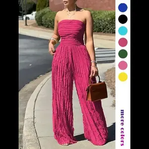 Women's Solid Tube Jumpsuit, Elegant Fashion Casual Jumpsuit for Daily Outdoor Wear, Ladies Clothes for All Seasons